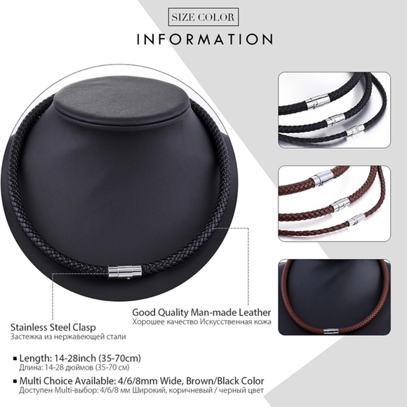 COPY - Men's leather braided rope necklace - Picture 4 of 5